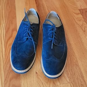 Clarks Blue Leather Lace Up Oxford Shoes
